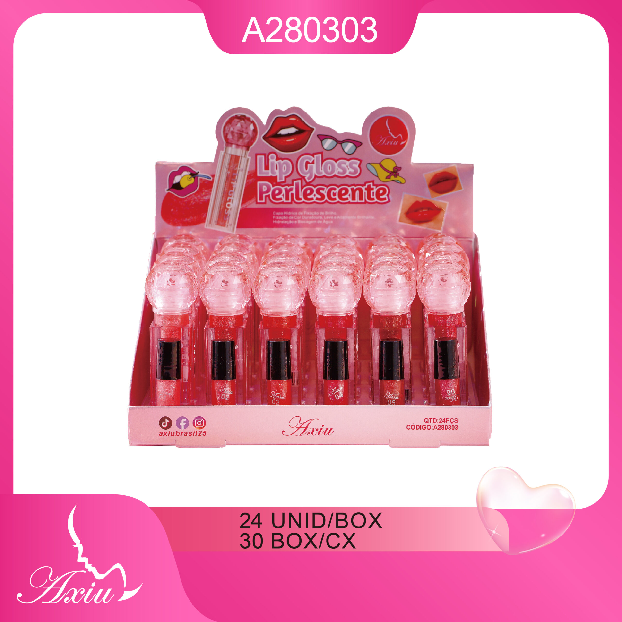 A280303-Gloss labial hidratante de longa duração com brilho intenso.