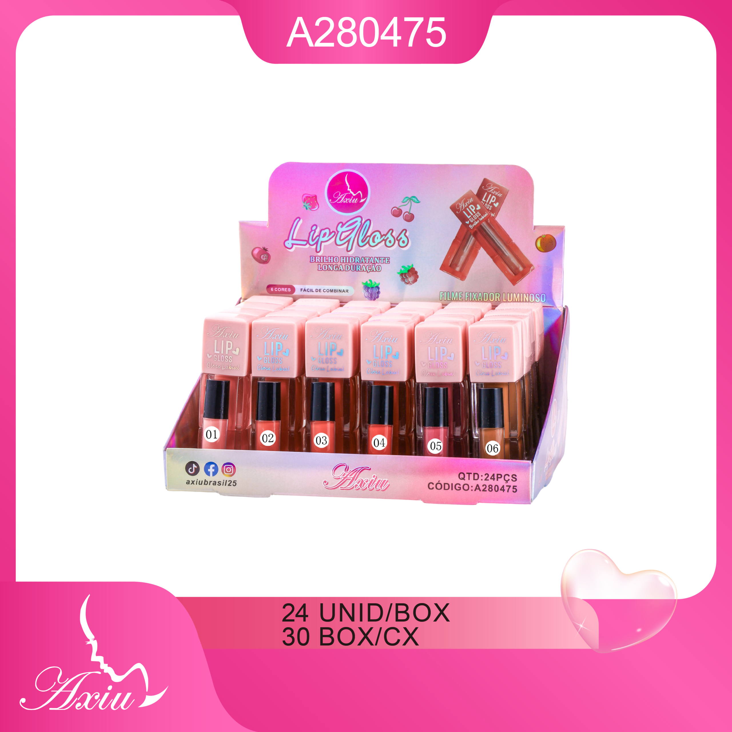 A280475-Brilho labial luminoso, hidratante e de longa duração